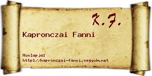 Kapronczai Fanni névjegykártya